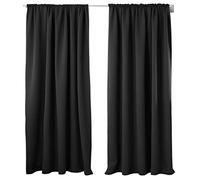 WOLTU Lot de 2 Rideaux Occultant, Suspension avec Galon Fronceur, Rideau Isolant intérieur, 135x225cm, Noir