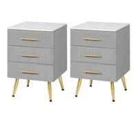 WOLTU Lot de 2 Table de Chevet en Velours, Table de Nuit, Commode de Rangement en MDF, Montage Facile 40,5x41x60cm, Gris