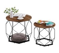 WOLTU Lot de 2 Tables Basses Gigognes, Table de Salon, Cadre Noir en Métal | Bois Aggloméré Métal,ASSEMBLAGE FACILE,Convient au salon,Capacité de charge maximale de 25kg,Chêne Vintage + Noir