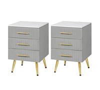 WOLTU Lot de 2 Table de Chevet en Velours, Table de Nuit, Commode de Rangement en MDF, Montage Facile 40,5x41x60cm, Gris