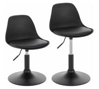 WOLTU Lot de 2 Tabouret de Bar en Similicuir, Tabouret Rotatif pour Bar,Cuisine,Bistro Comptoir, Hauteur Réglable,Noir