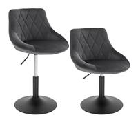 WOLTU Lot de 2 Tabouret de Bar Pivotant et Réglable en Hauteur de 42-58cm,Tabouret de Bistrot en Velours avec Structure Métallique, Gris Foncé, BH242dgr-2