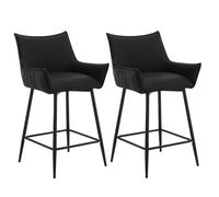 WOLTU Lot de 2 Tabourets de Bar, Chaise Bar Rembourrée, en Similicuir, avec Pieds en Métal, Repose-Pieds, Dossier, Accoudoirs, Anthracite, BH391an-2