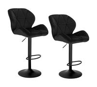 WOLTU Lot de 2 Tabourets de Bar Réglables en Hauteur, Chaises Hautes pour Bar avec Dossier, Siège Rembouré en Velours et Pied en Métal, Noir