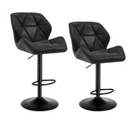 WOLTU Lot de 2 Tabourets de Bar Réglables en Hauteur, Chaises Hautes pour Bar avec Dossier, Siège Rembouré en Similicuir Pied en Métal, Noir