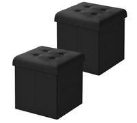 WOLTU Lot de 2 Tabourets Pouf de Rangement en Lin, Coffre Repose-Pied Pliable