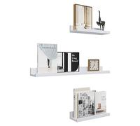 WOLTU Lot de 3 Étagère Murale Blanche,Étagère Flottante,Étagère Suspendue | Décoration Murale pour Cadre Photo, Dans Salon, Bureau, Chambre, Cuisine