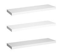 WOLTU Lot de 3 Étagère Murale en Bois MDF étagère Flottante pour Livres et CD, Blanc RG9317ws-3