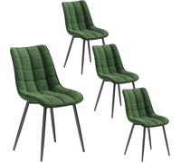 WOLTU Lot de 4 Chaise de Salle à Manger avec pieds en métal - en Velours - Vert Foncé Moderne