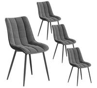 WOLTU Lot de 4 Chaise de salle à Manger avec pieds en métal - Rembourré en Velours - Gris Foncé Moderne