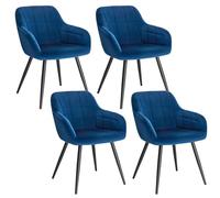 WOLTU Lot de 4 Chaise de Salle à Manger, Chaise de Cuisine rembourrée en Velours, Pied en métal,Bleu.