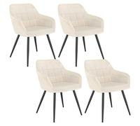 WOLTU Lot de 4 Chaise de Salle à Manger, Chaise de Cuisine rembourrée en Velours, Pied en métal,Crème Blanc.