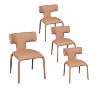 WOLTU Lot de 4 Chaise de Salle à Manger,Marron Clair | Chaise de Cuisine avec Structure en Métal,Siège et Dossier Rembourrés,en Cuir Synthétique,pour Cuisine,Salon et Chambre