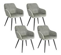 WOLTU 4x Chaises de salle à manger siège bien rembourré en velours, Chaise de cuisine, pieds en métal, Gris