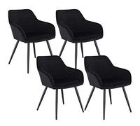 WOLTU Lot de 4 Chaise de Salle à Manger,Velours,Noir | Chaise avec Accoudoir Haut Rembourré, Pieds en Métal, pour Salle à Manger, Salon et Chambre