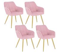 WOLTU Lot de 4 Chaises de Salle à Manger avec accoudoirs,Chaise de Salon,Structure en métal et Assise en Velours,Rose