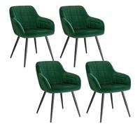 WOLTU Lot de 4 Chaise de Salle à Manger,Velours,Vert Foncé | Chaise avec Accoudoir Haut Rembourré, Pieds en Métal, pour Salle à Manger, Salon et Chambre