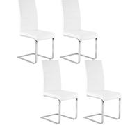 WOLTU Lot de 4 Chaise Salle à Manger, Chaise Cantilever en Similicuir, Doux et confortable, Blanc W0ATT0045-4