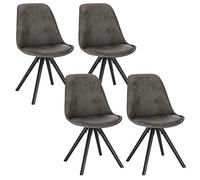 WOLTU 4 x Chaisess de salle à manger, Chaises de cuisine, Siège en tissu scientifique, Pieds en bois massif, Anthracite