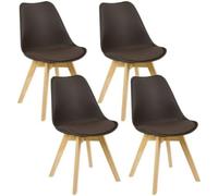 WOLTU Lot de 4 Chaises de Salle à Manger avec Siège Rembourré, Chaise de Salon Scandinave sur Pieds en Bois Massif, Brun, BH29br-4