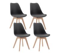 WOLTU Lot de 4 Chaises de Salle à Manger avec Siège Rembourré, Chaise de Salon Scandinave sur Pieds en Bois Massif, Gris, BH29gr-4