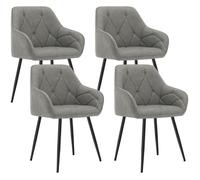 WOLTU Lot de 4 Chaises de Salle à Manger, Chaise Cuisine Rembourrée en SimiliCuir Vintage, Pieds en Métal, Gris Foncé W0ATT0545-4