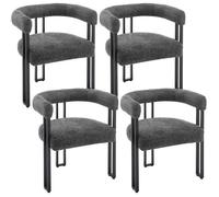 WOLTU Lot de 4 Chaises de Salle à Manger, Chaise Salon en Chenille,Pieds en Métal, Fauteuil Chambre Moderne, Gris Foncé W0ATT0321-4