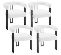 WOLTU Lot de 4 Chaises de Salle à Manger, Chaise Salon en Chenille, Pieds en Métal, Fauteuil Chambre Moderne, Crème W0ATT0322-4