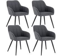 WOLTU Lot de 4 Chaises de salle à manger Chaises de Cuisine en lin et métal 49x43x81cm Gris foncé