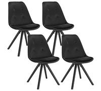 WOLTU Lot de 4 Chaises de Salle à Manger Chaises de Cuisine en Velours,Chaises de Relax Nouveau Design Noir BH196sz-4