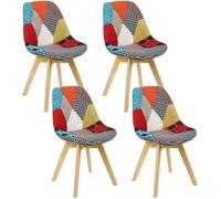 WOLTU Lot de 4 Chaises de salle à manger, Chaises scandinaves pieds en bois Style nordique Patchwork