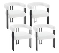 WOLTU Lot de 4 Chaises de Salle à Manger,Chenille,Crème | Chaise Salon avec Pieds en Métal, Fauteuil Chambre, Siège Rembourré, Chaise Moderne