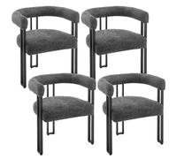 WOLTU Lot de 4 Chaises de Salle à Manger,Chenille,Gris Foncé | Chaise Salon avec Pieds en Métal, Fauteuil Chambre, Siège Rembourré, Chaise Moderne