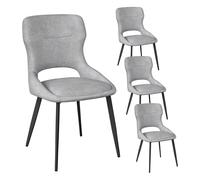 WOLTU Lot de 4 Chaises de Salle à Manger,Gris | Pieds Métalliques Croisés,Dossier Haut et Creux, Siège Rembourré d'Éponge,Chenille, pour Salon, Chambre, Bureau