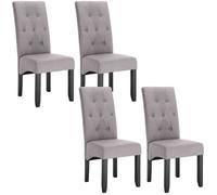 WOLTU Lot de 4 Chaises de salle à manger,Pied en Bois Massif,Assise en Lin,Gris Clair,47 x 42 cm x 107 cm