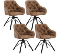 WOLTU Lot de 4 Chaises de Salle à Manger Pivotantes, Chaise de Salon Scandinave en PU, Pieds en Métal, Marron Clair W0ATT0571-4