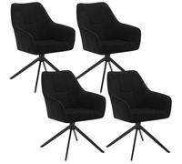 WOLTU Chaise de Salle à Manger Pivotante à 360°, Lot de 4, Chenille, Noir | Avec Siège Rembourré, Revêtement en Chenille, Pieds en Métal, pour Cuisine, Salon, Restaurant, Chambre à Couche