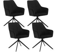 WOLTU Lot de 4 Chaises de Salle à Manger Pivotantes, Fauteuils Rembourrés en Velours, Pieds en Métal, Noir W0ATT0177-4