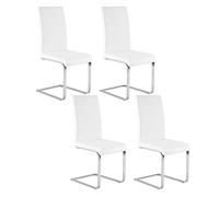 WOLTU Lot de 4 Chaises de Salle à Manger,Similicuir,Blanc | Chaises de salle à manger à haut dossier rembourré,pieds métalliques en arche,pour salle à manger et salon