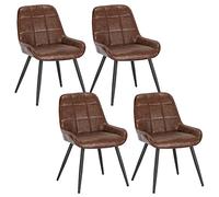 WOLTU Lot de 4 Chaises de Salle à Manger,Similicuir,Marron | Chaise avec Accoudoir Bas Rembourré, Pieds en Métal, pour Salle à Manger, Salon et Cuisine