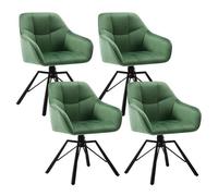 WOLTU Lot de 4 Chaises Pivotante à 360°,Chaise Salle à Manger en Velours,Fauteuil Scandinave,Pieds en Métal,Vert Foncé W0ATT0123-4