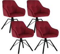 WOLTU Lot de 4 Chaises Pivotante à 360°,Chaise Salle à Manger en Velours, Fauteuil Scandinave, Pieds en Métal, Bordeaux W0ATT0391-4