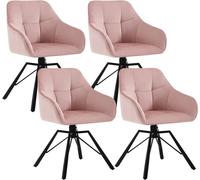 WOLTU Lot de 4 Chaises Pivotante à 360°,Chaise Salle à Manger en Velours, Fauteuil Scandinave, Pieds en Métal, Rose W0ATT0390-4