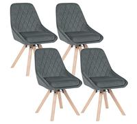 WOLTU Lot de 4 Chaises pivotantes en Velours,Gris Foncé | Chaises de salle à manger pivotantes à 360°,Scandinave,Sièges Rembourrés,Pieds en Bois Massif