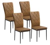 WOLTU Lot de 4 Chaises Salle à Manger, Chaise de Cuisine en PU Vintage, Siège Rembourré, Pieds en Métal, Marron W0ATT0049-4
