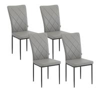 WOLTU Lot de 4 Chaises Salle à Manger,Similicuir,Gris | Chaise Cuisine, avec Dossier Haut, Siège Rembourré, Pieds en Métal, Moderne