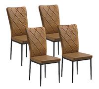 WOLTU Lot de 4 Chaises Salle à Manger,Similicuir,Marron | Chaise Cuisine, avec Dossier Haut, Siège Rembourré, Pieds en Métal, Moderne