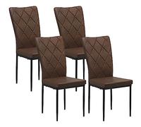 WOLTU Lot de 4 Chaises Salle à Manger,Similicuir,Marron foncé | Chaise Cuisine, avec Dossier Haut, Siège Rembourré, Pieds en Métal, Moderne