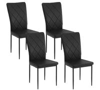 WOLTU Lot de 4 Chaises Salle à Manger,Similicuir,Noir | Chaise Cuisine, avec Dossier Haut, Siège Rembourré, Pieds en Métal, Moderne