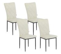 WOLTU Lot de 4 Chaises Salle à Manger,Velours,Crème | Chaise Cuisine, avec Dossier Haut, Siège Rembourré, Pieds en Métal, Moderne